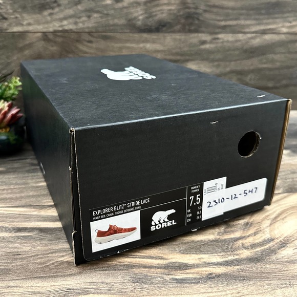 NIB SOREL Explorer Blitz Stride Lace 7.5 38.5 Red Knit Sneakers - Picture 10 of 10